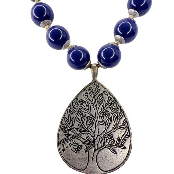 Liz Claiborne Blue Lapis Tree Of Life Pendant Necklace 18” Reflection & Faith - Picture 7 of 16